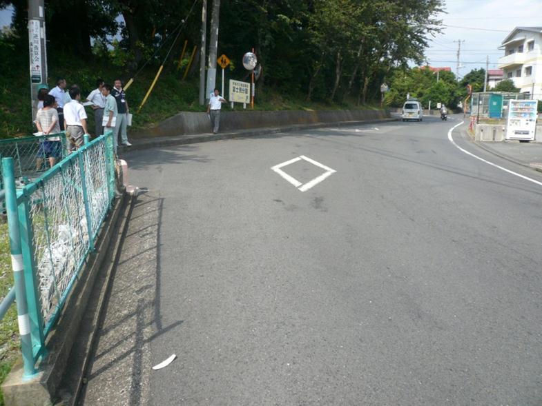 南小学校学区内における通学路点検風景の写真