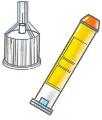 ペン型自己注射筒の先端針を外してケースをかぶせたイラストとエピネフリン（エピペン）のイラスト