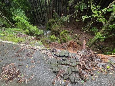 林道大平線路肩崩落状況
