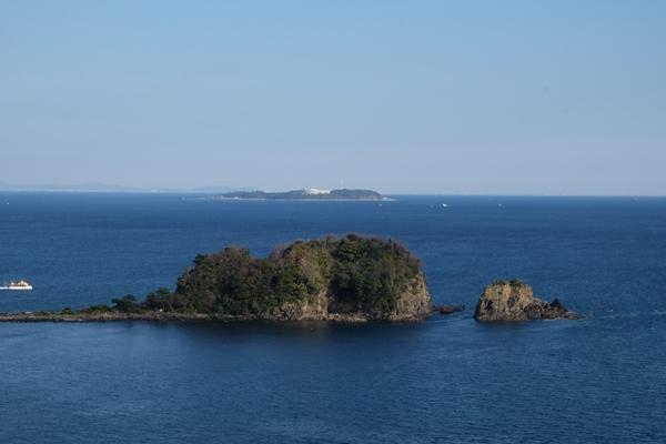 展望台から見える手石島の写真